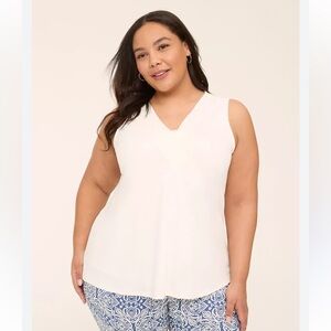 Lane Bryant Cream V-Neck Blouse/Tank size 16